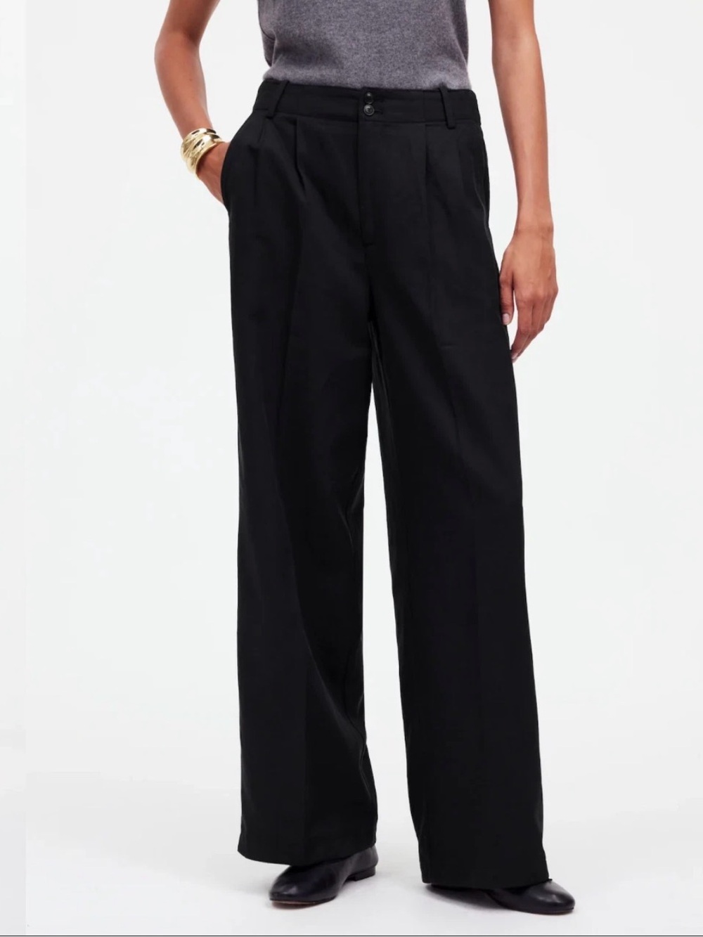 Madewell Harlow WIde-leg Trousers Black size 2